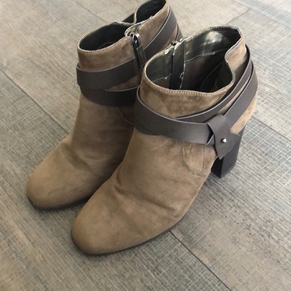 Suede Stacked Heel Booties - Picture 4 of 8
